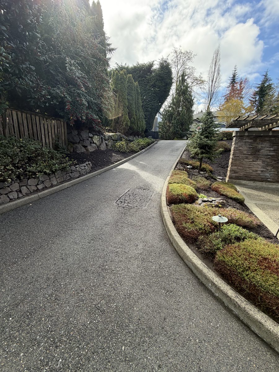 Pressure washed driveway